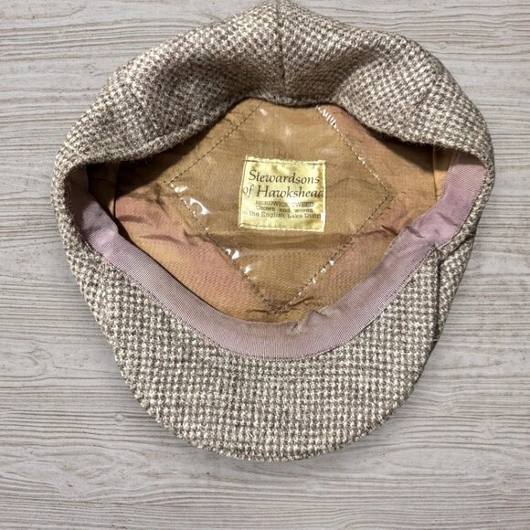 Stewardsons of Hawkshead Herdwick Tweed Flat Cap Hat Beige Wool Newsboy - Picture 3 of 5